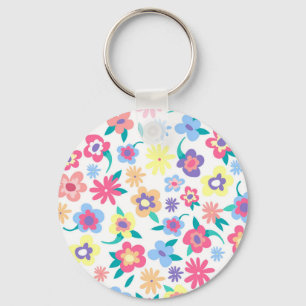 Mooie kleurrijke lente bloemen patroon sleutelhanger