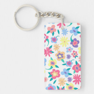 Mooie kleurrijke lente bloemen patroon sleutelhanger