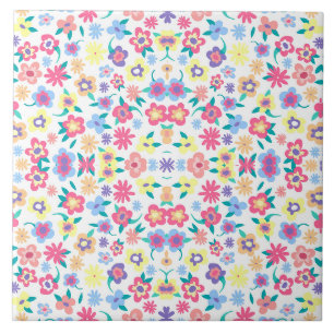 Mooie kleurrijke lente bloemen patroon tegeltje