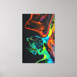 Mooie kleurrijke mix van neon verven op zwart oppe canvas afdruk