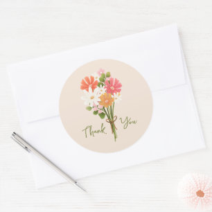 Mooie Kleurrijke Moderne Bloemenboeket Dank Je Ronde Sticker