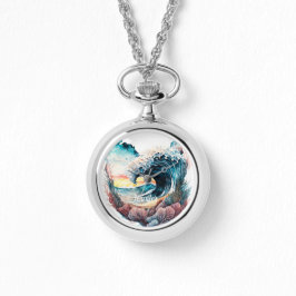 Mooie kleurrijke oceaangolven horloge