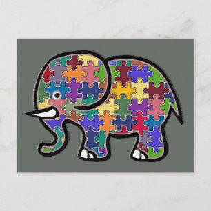 Mooie kleurrijke olifant puzzel briefkaart