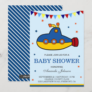 Mooie Kleurrijke Onderzeeër Baby Shower Uitnodigin Kaart