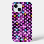 Mooie kleurrijke paarse glanzende sterren Case-Mate iPhone case (Achterkant)