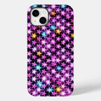 Mooie kleurrijke paarse glanzende sterren Case-Mate iPhone 14 plus hoesje