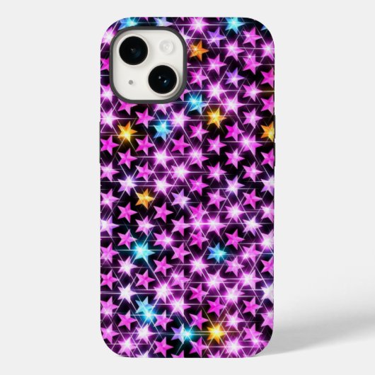 Mooie kleurrijke paarse glanzende sterren Case-Mate iPhone case (Achterkant)