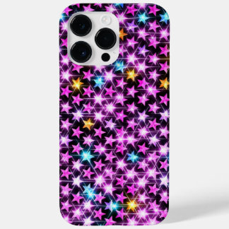 Mooie kleurrijke paarse glanzende sterren Case-Mate iPhone 14 pro max hoesje