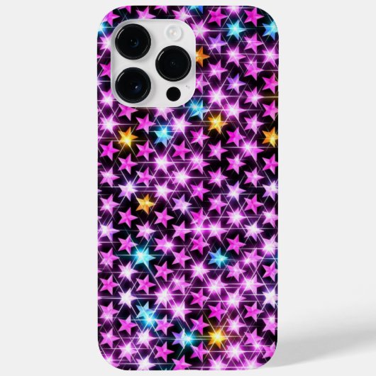 Mooie kleurrijke paarse glanzende sterren Case-Mate iPhone case (Achterkant)