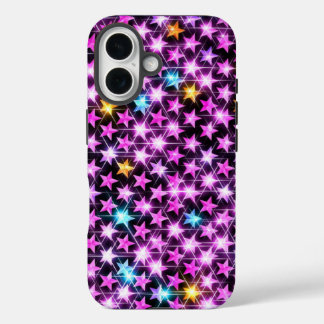 Mooie kleurrijke paarse glanzende sterren iPhone 16 hoesje