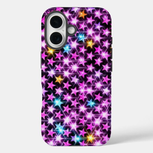 Mooie kleurrijke paarse glanzende sterren Case-Mate iPhone case (Achterkant)