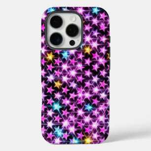 Mooie kleurrijke paarse glanzende sterren iPhone 16 pro hoesje