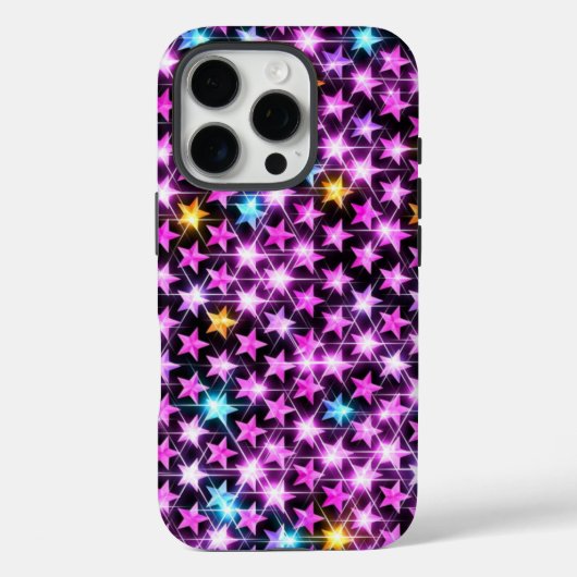 Mooie kleurrijke paarse glanzende sterren Case-Mate iPhone case (Achterkant)