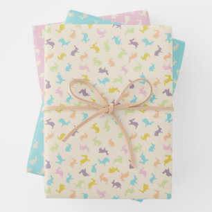Mooie Kleurrijke Pastel Konijn Patroon Inpakpapier Vel