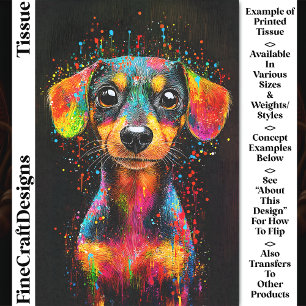 Mooie Kleurrijke Pop Art Dachshund Hond CT1 Decoup Tissuepapier
