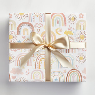 Mooie Kleurrijke Regenbogen en Madeliefjes Bloemen Cadeaupapier