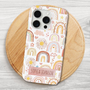 Mooie Kleurrijke Regenbogen en Madeliefjes Bloemen iPhone 15 Pro Case