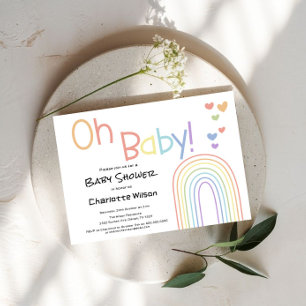 Mooie Kleurrijke Regenboog met Hartjes Baby Shower Kaart