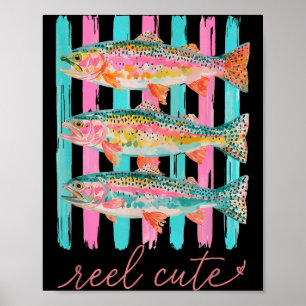 Mooie kleurrijke regenboogforel preppy zomer poster