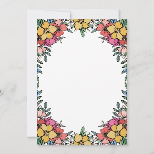 Mooie Kleurrijke Roze Bloemen Proefavondmaal Kaart (Achterkant)