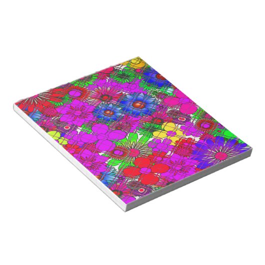 Mooie kleurrijke verbazingwekkende bloemmotief ont notitieblok (Schuin)