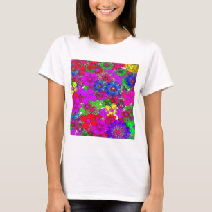 Mooie kleurrijke verbazingwekkende bloemmotief ont t-shirt