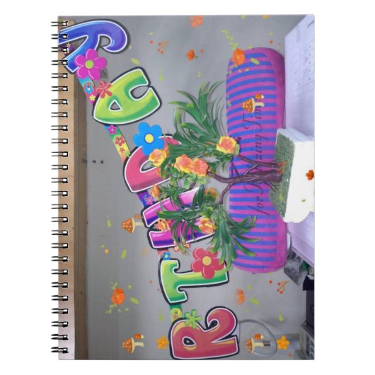 Mooie kleurrijke verjaardagskunstprint notitieboek (Voorkant)