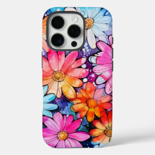Mooie Kleurrijke Vintage Bloem Kunst iPhone 16 Pro Hoesje