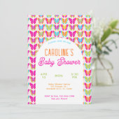 Mooie Kleurrijke Vlinders Boog Meisje Baby Shower Kaart (Staand voorkant)