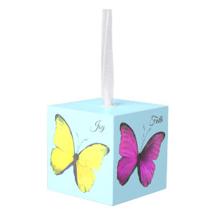 Mooie Kleurrijke Vlinders & Kalligrafie Kubus Ornament