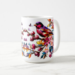 Mooie kleurrijke vogels in de zomer Boho Koffiemok