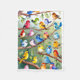 Mooie Kleurrijke Vogels op Takken Fleece Baby Deke Deken