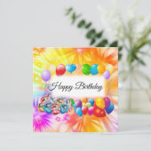 Mooie, Kleurrijke Vuurwerk, Ballonnen, Verjaardag Kaart (Staand voorkant)