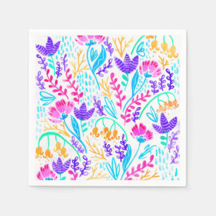 Mooie kleurrijke waterverf bloemen servetten