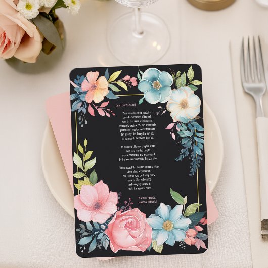 Mooie kleurrijke Waterverf bloemenbruiloft Bedankkaart