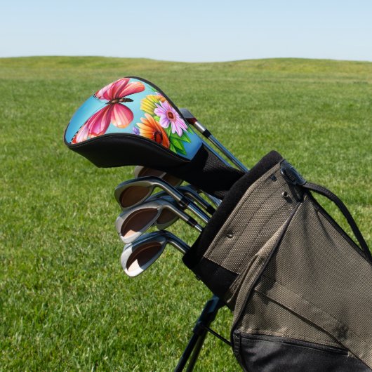 Mooie, kleurrijke Waterverf vlinder en ventilator Golfheadcover (Insitu)