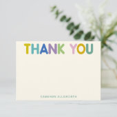 Mooie Kleurrijke Whimsical Moderne Typografie Aang Bedankkaart (Staand voorkant)