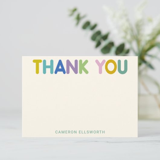 Mooie Kleurrijke Whimsical Moderne Typografie Aang Bedankkaart (Staand voorkant)