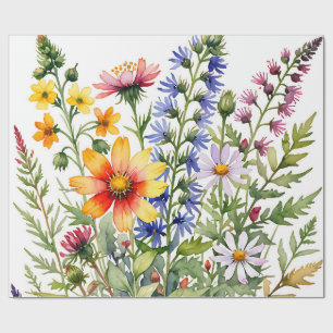 Mooie kleurrijke wilde bloemen aquarelschildering cadeaupapier