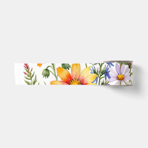 Mooie kleurrijke wilde bloemen aquarelschildering lint