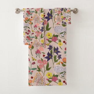 Mooie, kleurrijke Wildflower, bij, Lady bug Bad Handdoek
