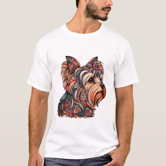 Mooie kleurrijke Yorkshire Terrier T-shirt (Voorkant)