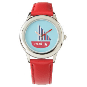 Mooie Kleurrijke Zeilboot Maritiem Voor Kinderen Horloge