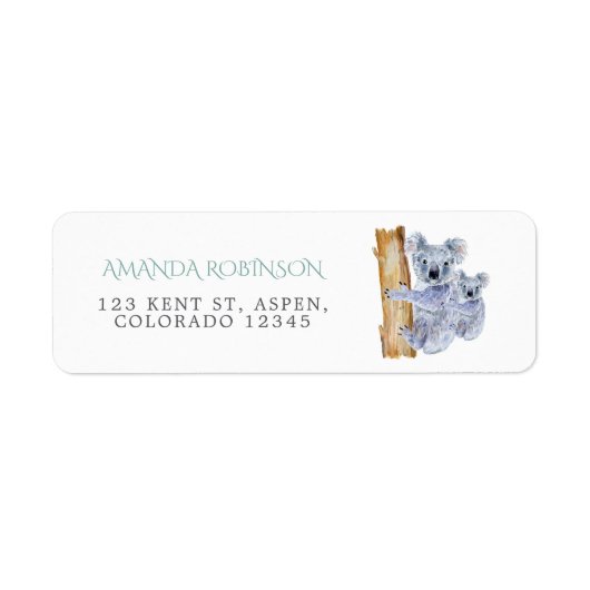 Mooie Koala Beer Baby Borrel Etiket (Voorkant)