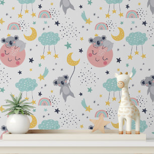 Mooie Koala Regenboog Kinderkamer Peel en Plak Behang