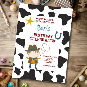 Mooie koe print Cowboy verjaardag Kaart