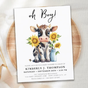 Mooie Koe Zonneschijn Moderne Boerderij Dieren Bab Uitnodiging Briefkaart