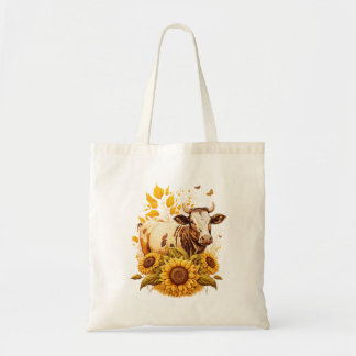 Mooie Koe Zonnewiel Liefhebber Teken Kunst Tote Bag