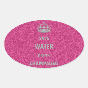 Mooie, koele, koele drink-champagne cr ovale sticker