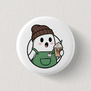 Mooie Koffieknop met Spookje Ronde Button 3,2 Cm